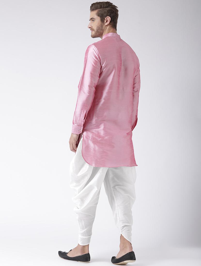 pink solid dupion dhoti kurta set - 17356817 - Zoom Image - 3