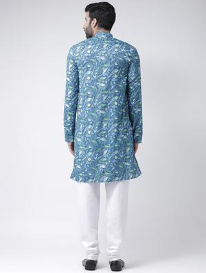blue floral print kurta pyjama set - 17356876 - Standard Image - 3
