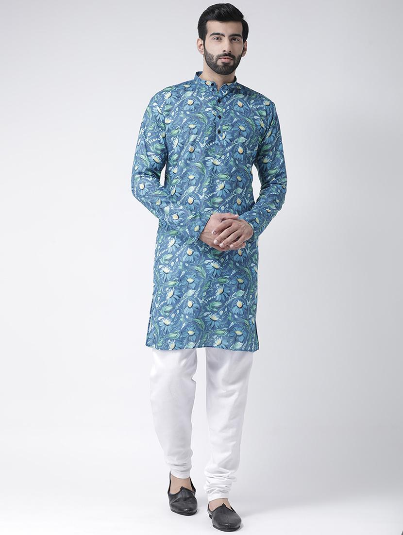blue floral print kurta pyjama set - 17356876 - Zoom Image - 1