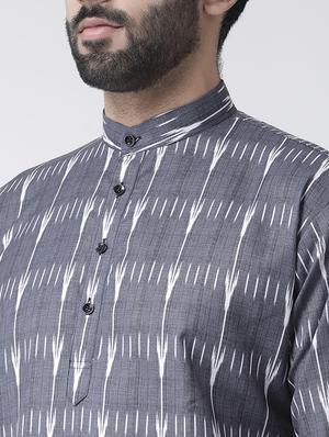 grey printed kurta pyjama set - 17356878 - Standard Image - 4