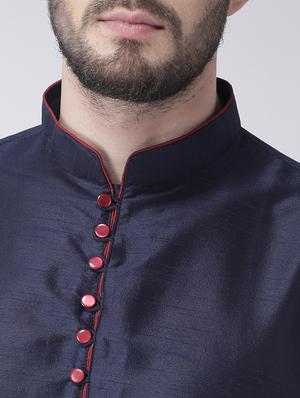 navy blue solid dhoti kurta set - 17356979 - Standard Image - 4