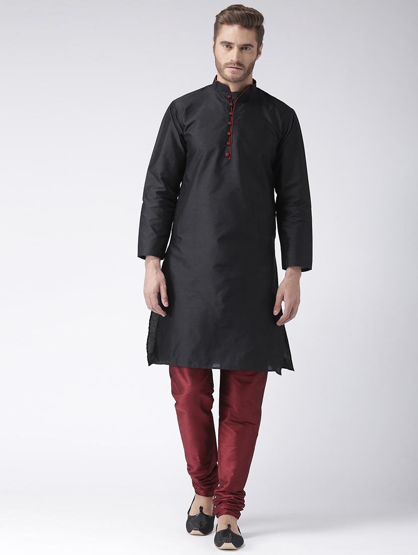 black solid kurta pyjama set - 17357005 - Zoom Image - 1