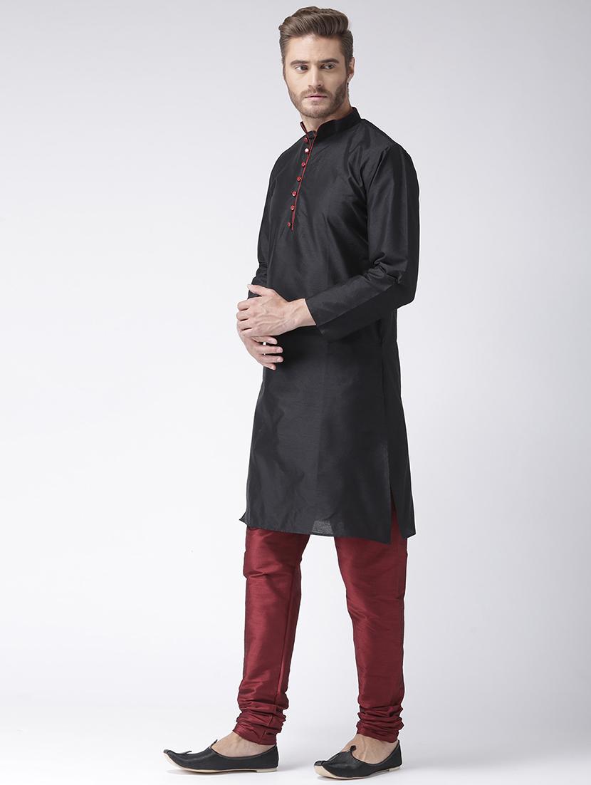 black solid kurta pyjama set - 17357005 - Zoom Image - 2