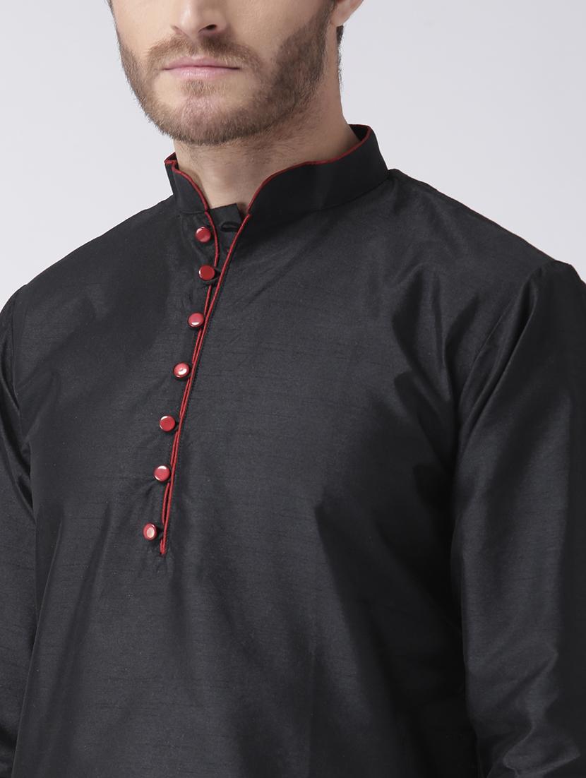 black solid kurta pyjama set - 17357005 - Zoom Image - 5