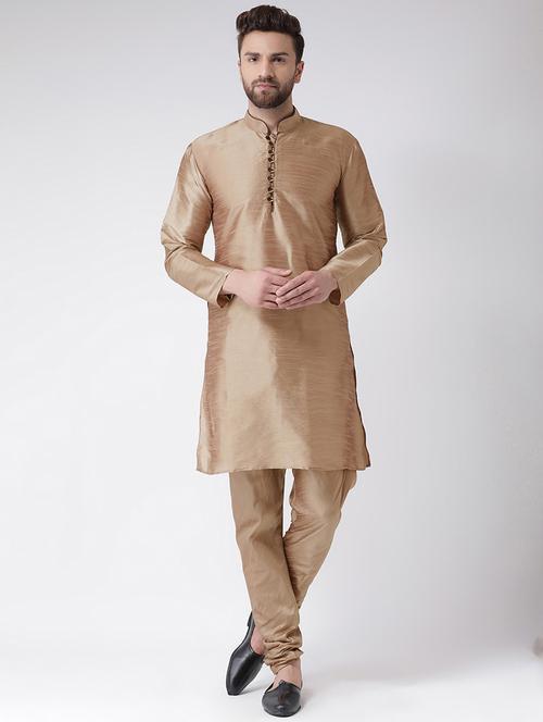 beige solid kurta pyjama set - 17357049 - Standard Image - 1