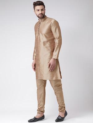beige solid kurta pyjama set - 17357049 - Standard Image - 2