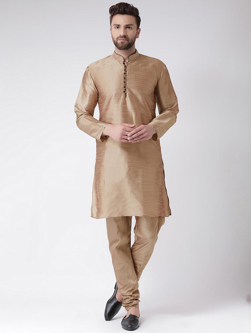 beige solid kurta pyjama set - 17357049 - Zoom Image - 1
