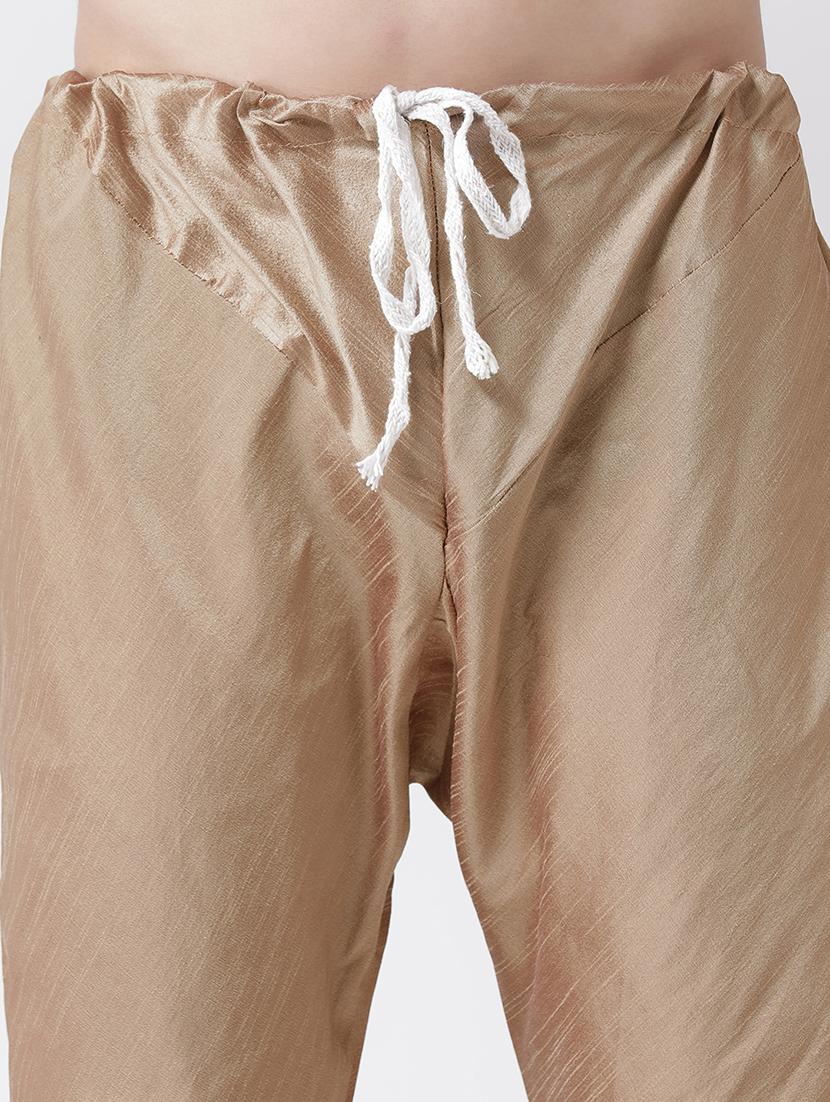 beige solid kurta pyjama set - 17357049 - Zoom Image - 4