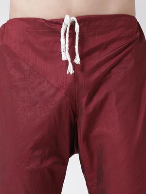 maroon solid kurta pyjama set - 17357052 - Standard Image - 4