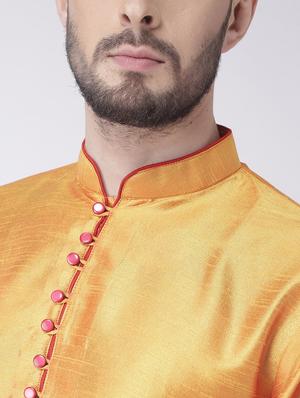 orange solid dhoti kurta set - 17357119 - Standard Image - 4