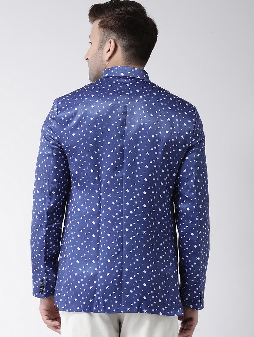 blue printed bandhgala casual blazer - 17357794 - Zoom Image - 4