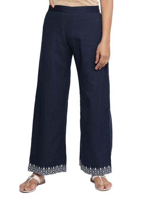 embroidered hem straight palazzo - 17357869 - Very Small Image - 1