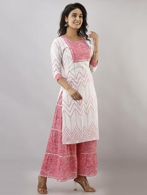 bandhani print kurta skirt set - 17357903 - Standard Image - 2