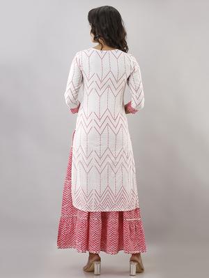 bandhani print kurta skirt set - 17357903 - Standard Image - 3