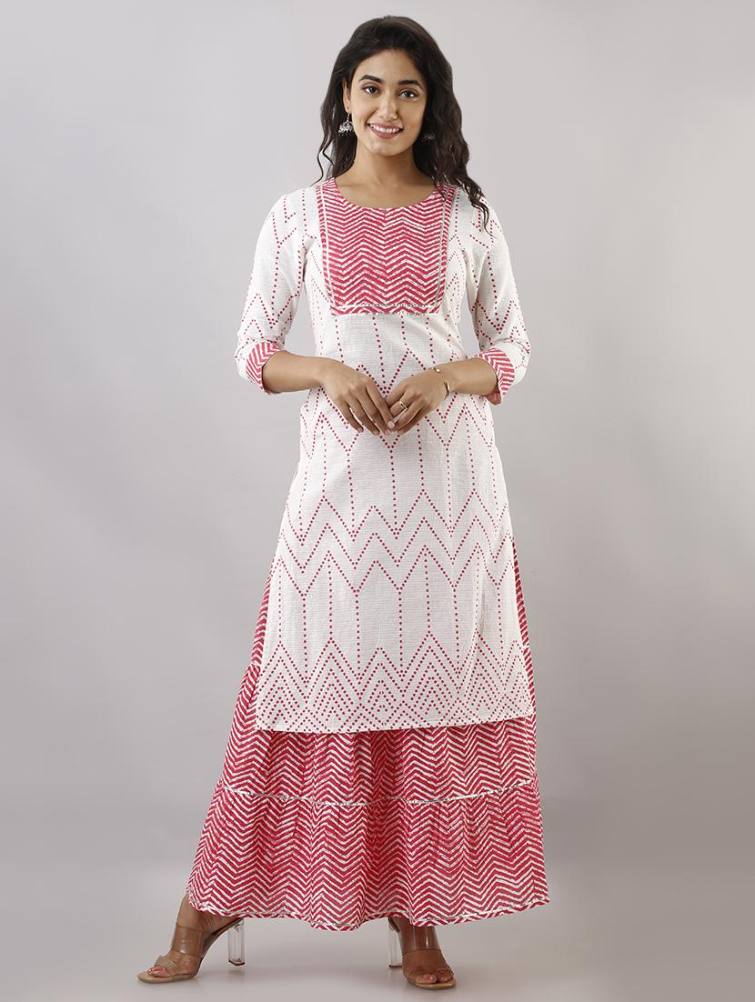 bandhani print kurta skirt set - 17357903 - Zoom Image - 1