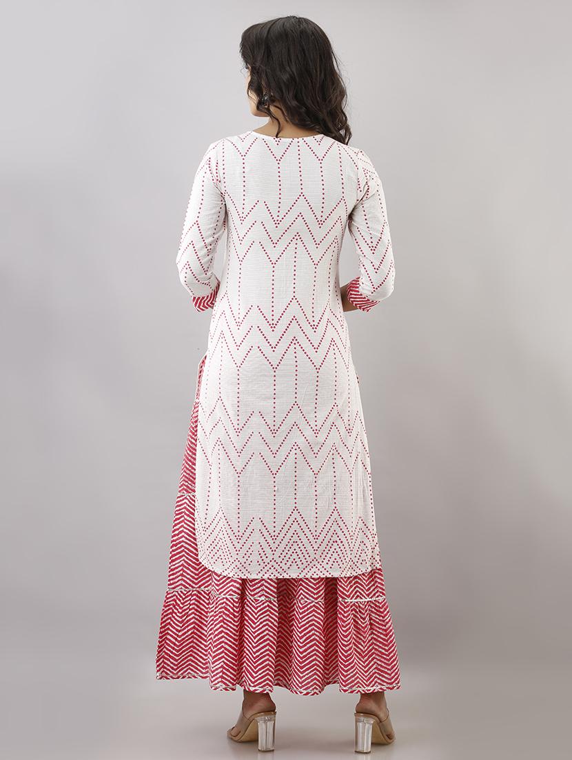 bandhani print kurta skirt set - 17357903 - Zoom Image - 3