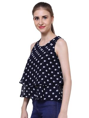round neck polka dot top - 17357919 - Standard Image - 2