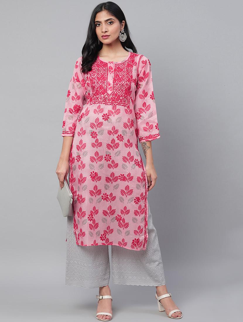 chikankari straight kurta - 17357933 - Zoom Image - 1