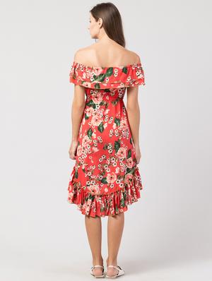 off shoulder floral dress - 17357969 - Standard Image - 3
