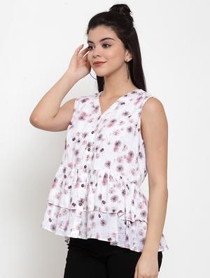 v-neck floral peplum top - 17358115 - Standard Image - 2