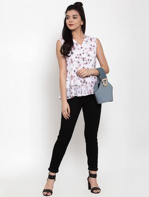 v-neck floral peplum top - 17358115 - Standard Image - 4