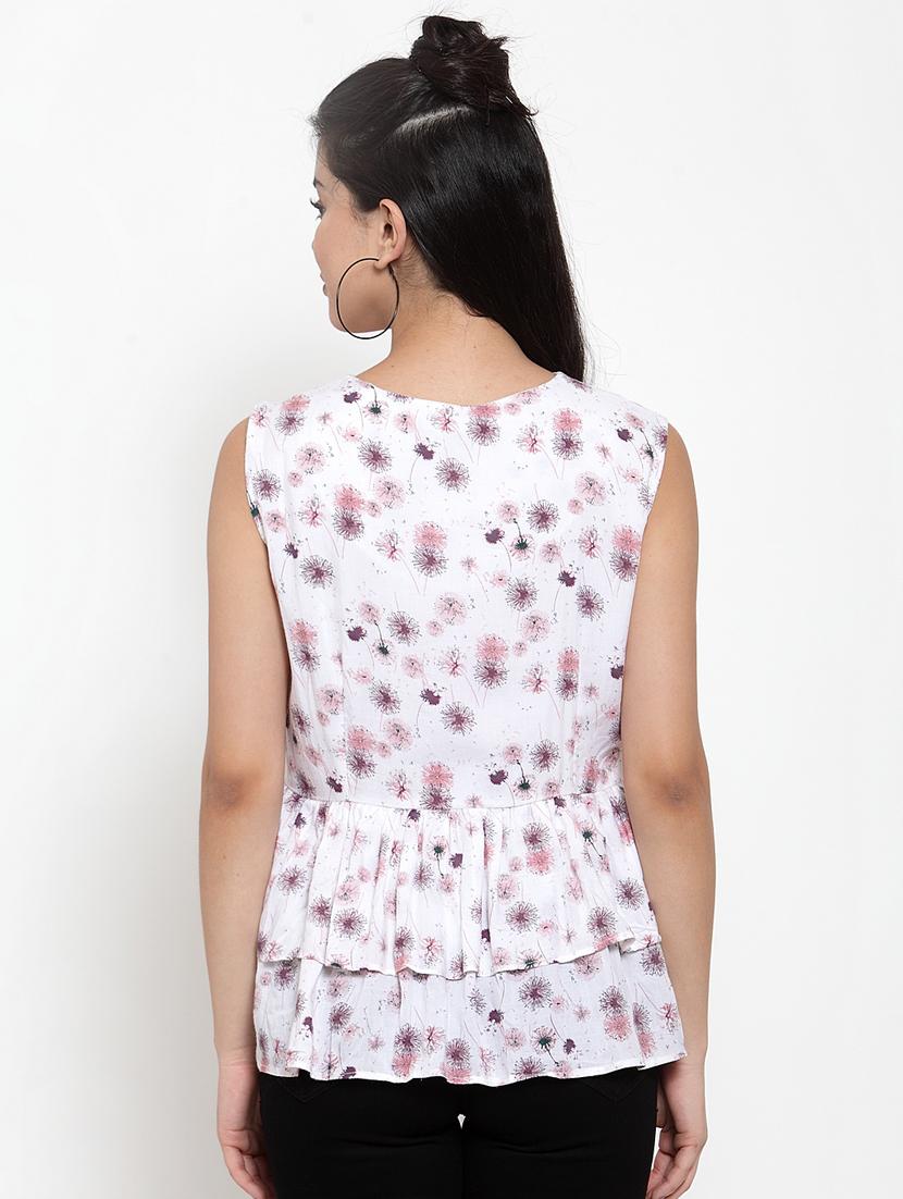 v-neck floral peplum top - 17358115 - Zoom Image - 3