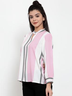 key hole neck striped top - 17358123 - Standard Image - 2