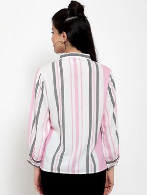 key hole neck striped top - 17358123 - Standard Image - 3