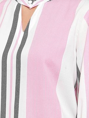 key hole neck striped top - 17358123 - Standard Image - 5