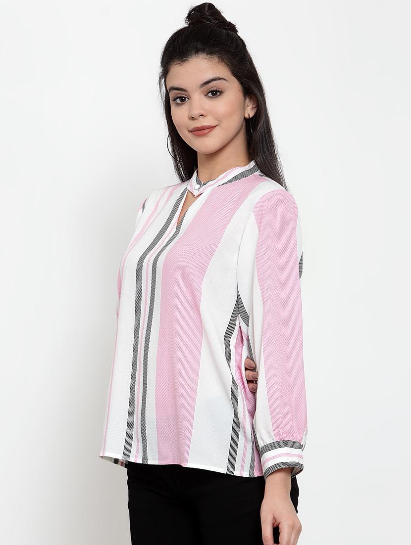 key hole neck striped top - 17358123 - Zoom Image - 2