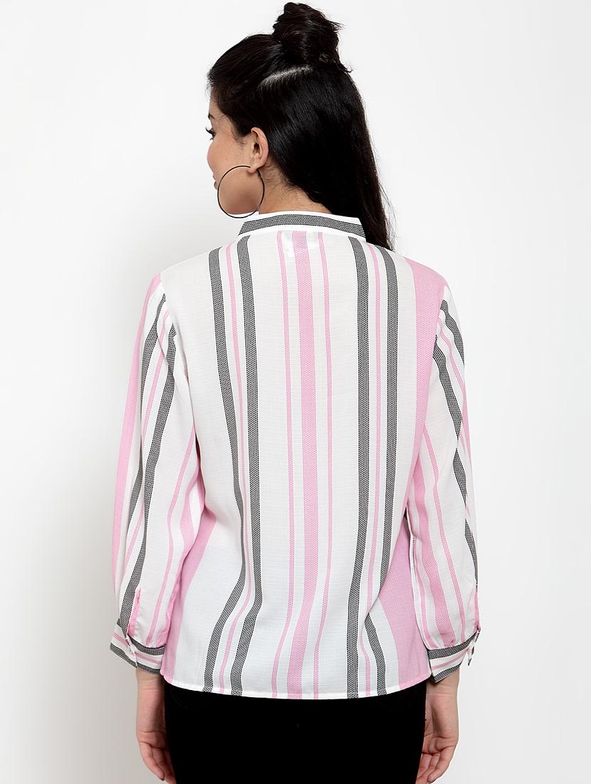 key hole neck striped top - 17358123 - Zoom Image - 3
