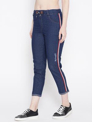 drawstring waist side tape jeans - 17358200 - Standard Image - 2