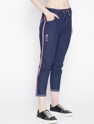 drawstring waist side tape jeans - 17358200 - Standard Image - 3