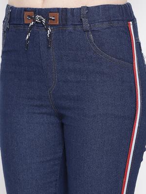 drawstring waist side tape jeans - 17358200 - Standard Image - 6