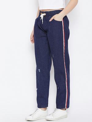 drawstring waist side tape jeans - 17358202 - Standard Image - 2
