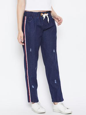 drawstring waist side tape jeans - 17358202 - Standard Image - 4