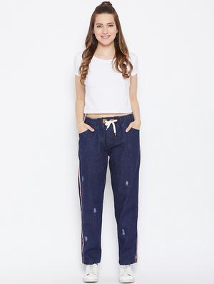drawstring waist side tape jeans - 17358202 - Standard Image - 5