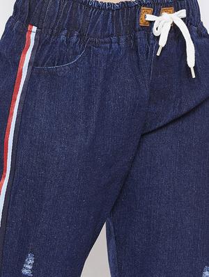 drawstring waist side tape jeans - 17358202 - Standard Image - 6