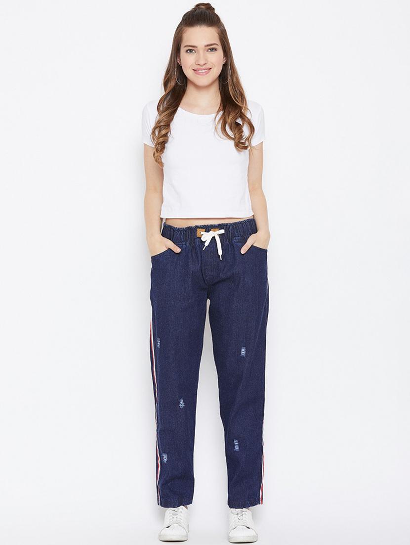 drawstring waist side tape jeans - 17358202 - Zoom Image - 5