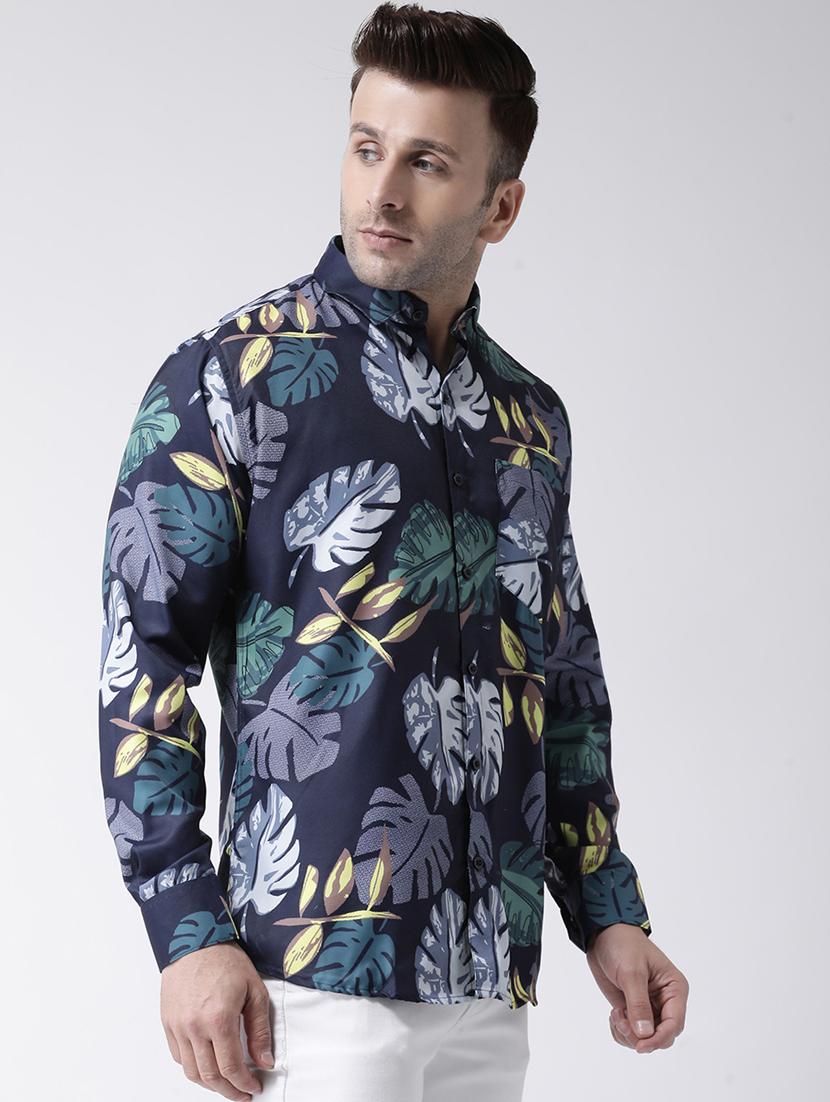 navy blue floral print casual shirt - 17358268 - Zoom Image - 2