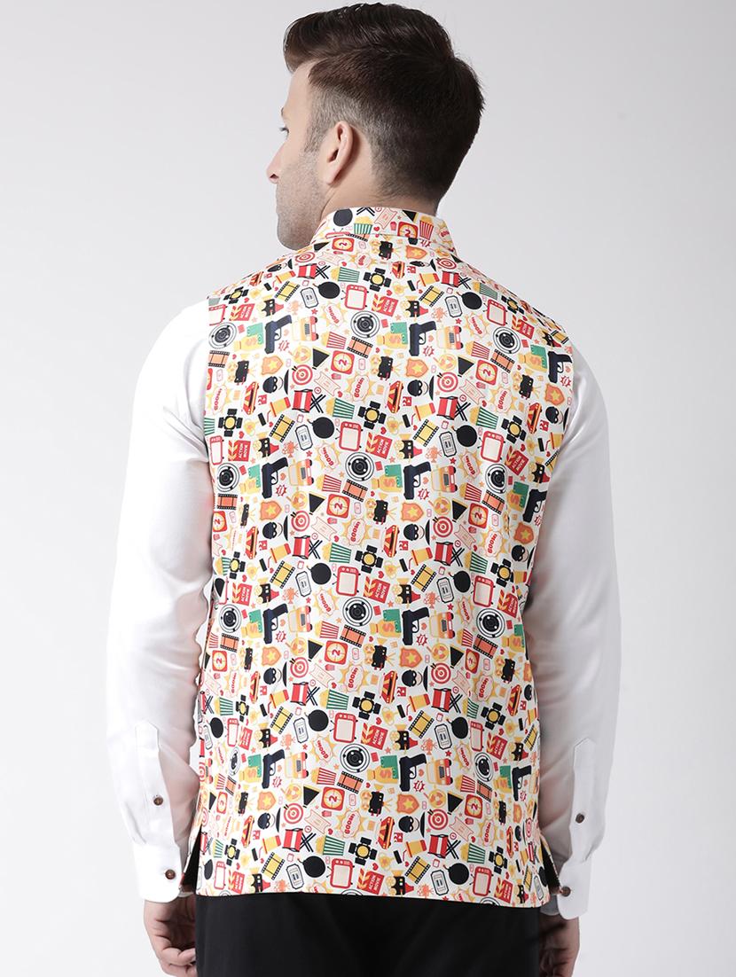 white printed nehru jacket - 17358297 - Zoom Image - 3