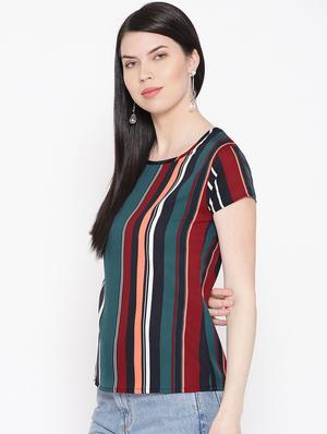 round neck striped top - 17359414 - Standard Image - 2