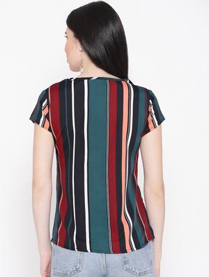 round neck striped top - 17359414 - Standard Image - 3
