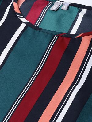 round neck striped top - 17359414 - Standard Image - 5
