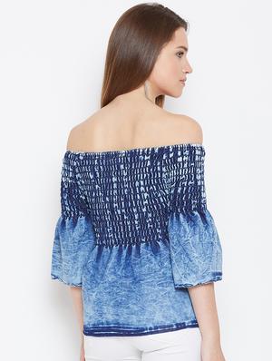 off shoulder smocked top - 17359423 - Standard Image - 4