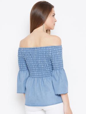 off shoulder smocked top - 17359424 - Standard Image - 4