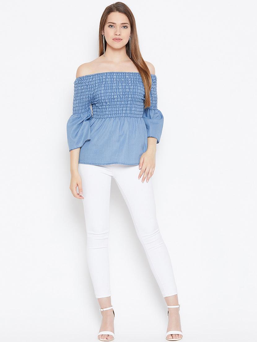 off shoulder smocked top - 17359424 - Zoom Image - 5