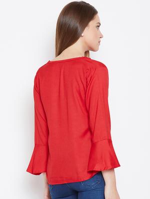 lace detail bell sleeved top - 17359447 - Standard Image - 4