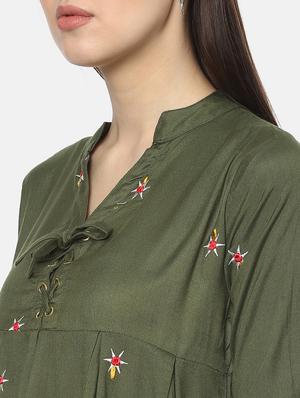 mandarin neck embroidered top - 17359492 - Standard Image - 5
