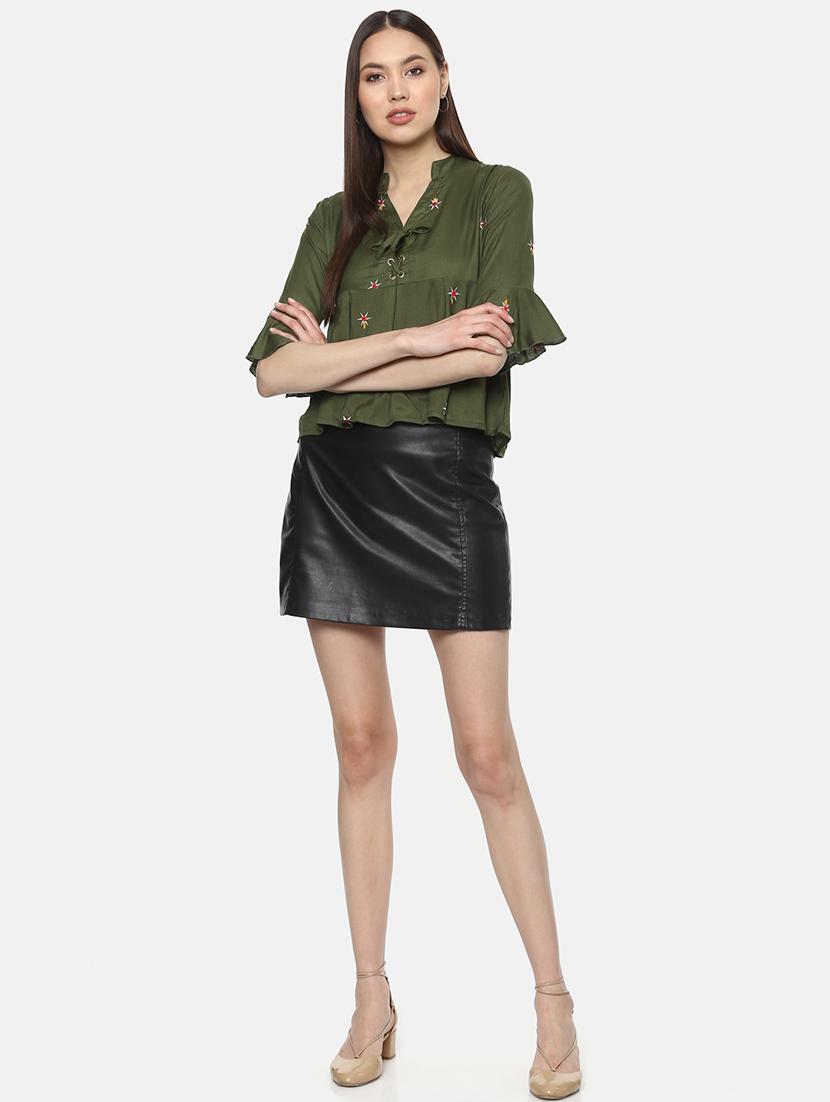 mandarin neck embroidered top - 17359492 - Zoom Image - 4